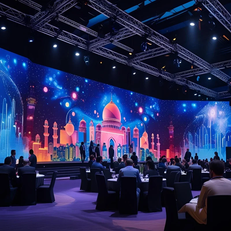 Corporate conference stage with LED wall
